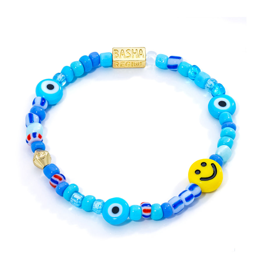 Women's Smiley Blue Mix Stretch Bracelet